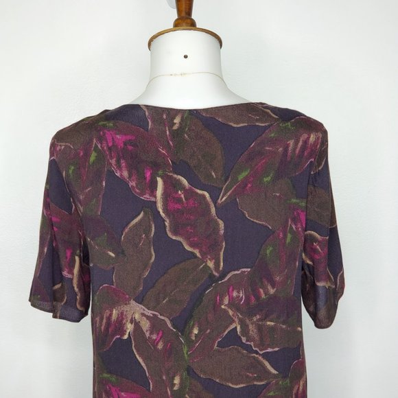 Wilfred Free Watercolor Leaf Pattern Pullover Shift Dress Size XS - Picture 7 of 12